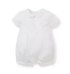Janie and Jack One-pieces & Rompers-Baby Pintuck Collared Romper white