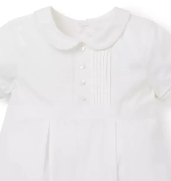 Janie and Jack One-pieces & Rompers-Baby Pintuck Collared Romper white