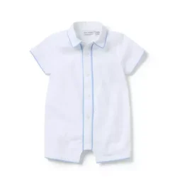 Janie and Jack One-pieces & Rompers-Baby Piped Collar Romper white