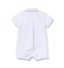 Janie and Jack One-pieces & Rompers-Baby Piped Collar Romper white