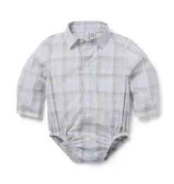 Janie and Jack Tops & Bodysuits-Baby Plaid Bodysuit cream and sugar plaid