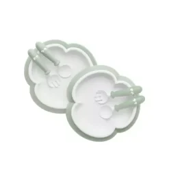 Janie and Jack Feeding Accessories-Baby Plate, Spoon & Fork, 2 Sets, powder green