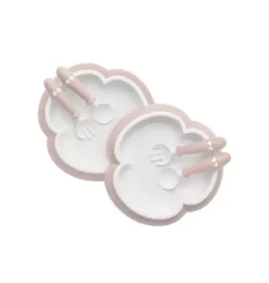 Janie and Jack Feeding Accessories-Baby Plate, Spoon & Fork, 2 Sets, powder pink