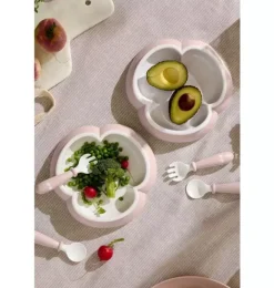 Janie and Jack Feeding Accessories-Baby Plate, Spoon & Fork, 2 Sets, powder pink