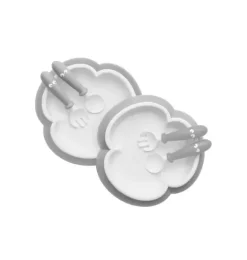 Janie and Jack Feeding Accessories-Baby Plate, Spoon and Fork, 2 Sets, gray