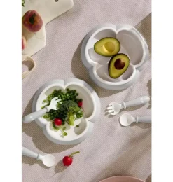 Janie and Jack Feeding Accessories-Baby Plate, Spoon and Fork, 2 Sets, gray