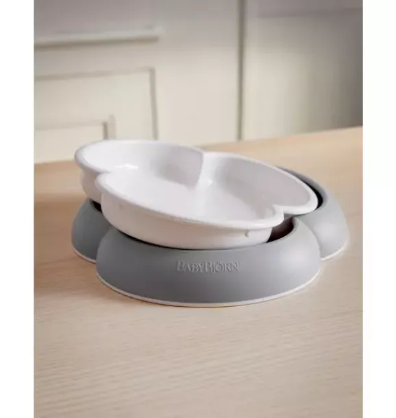 Janie and Jack Feeding Accessories-Baby Plate, Spoon and Fork, 2 Sets, gray