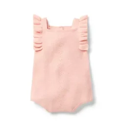 Janie and Jack Online Exclusives|One-pieces & Rompers-Baby Pointelle Ruffle Romper peach peony