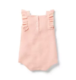 Janie and Jack Online Exclusives|One-pieces & Rompers-Baby Pointelle Ruffle Romper peach peony