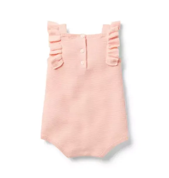 Janie and Jack Online Exclusives|One-pieces & Rompers-Baby Pointelle Ruffle Romper peach peony