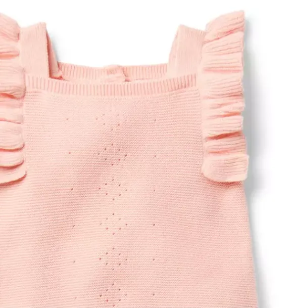 Janie and Jack Online Exclusives|One-pieces & Rompers-Baby Pointelle Ruffle Romper peach peony