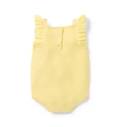 Janie and Jack One-pieces & Rompers-Baby Pointelle Ruffle Romper buttermilk