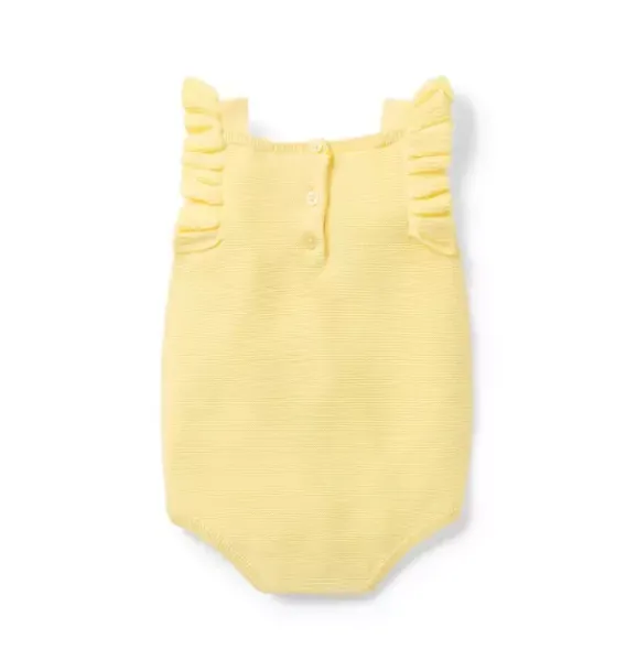 Janie and Jack One-pieces & Rompers-Baby Pointelle Ruffle Romper buttermilk