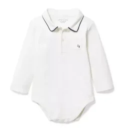 Janie and Jack Tops & Bodysuits-Baby Polo Bodysuit jet ivory