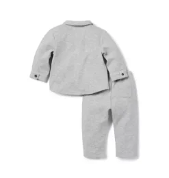 Janie and Jack Sets-Baby Quilted Matching Set classic grey heather