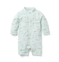 Janie and Jack Rash Guards|Online Exclusives-Baby Recycled Alligator Rash Guard Swimsuit ice blue alligator