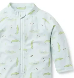 Janie and Jack Rash Guards|Online Exclusives-Baby Recycled Alligator Rash Guard Swimsuit ice blue alligator