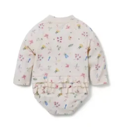 Janie and Jack Rash Guards|Swim-Baby Recycled Bug Floral Rash Guard Swimsuit seashell ecru bug floral