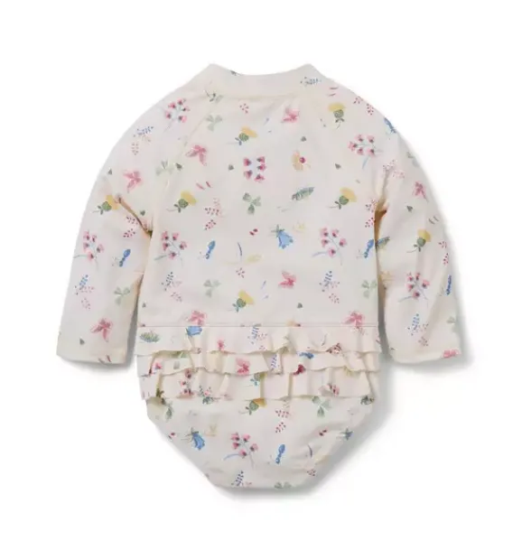 Janie and Jack Rash Guards|Swim-Baby Recycled Bug Floral Rash Guard Swimsuit seashell ecru bug floral
