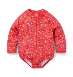 Janie and Jack Rash Guards|One-pieces-Baby Recycled Ditsy Floral Rash Guard Swimsuit red punch ditsy floral