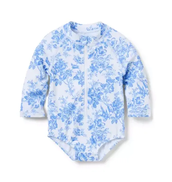Janie and Jack Rash Guards|One-pieces-Baby Recycled Floral Rash Guard Swimsuit dreamy blue floral