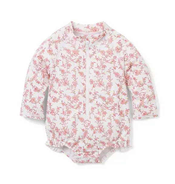 Janie and Jack Rash Guards|One-pieces-Baby Recycled Floral Rash Guard Swimsuit white floral
