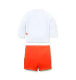 Janie and Jack Rash Guards|Baby-Baby Recycled Lobster Rash Guard 2-Piece Swimsuit vibrant poppy