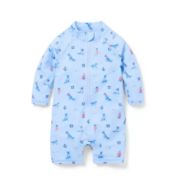 Janie and Jack Rash Guards|One-pieces-Baby Recycled Nautical Dog Rash Guard Swimsuit blue sail nautical dog