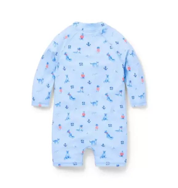 Janie and Jack Rash Guards|One-pieces-Baby Recycled Nautical Dog Rash Guard Swimsuit blue sail nautical dog