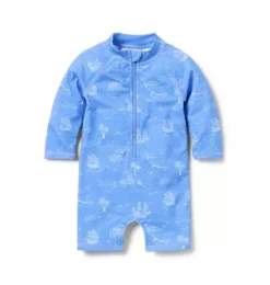 Janie and Jack Rash Guards|One-pieces-Baby Recycled Nautical Toile Rash Guard Swimsuit blue ripple nautical toile