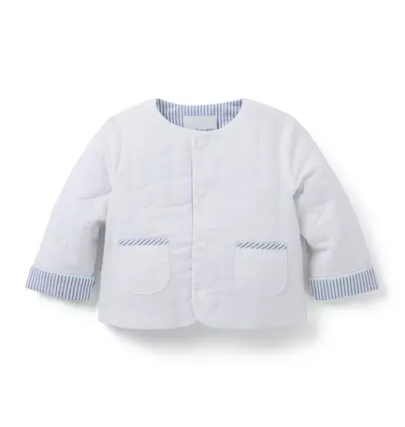 Janie and Jack Sweaters & Jackets|Sweaters & Jackets-Baby Reversible Quilted Jacket white and ocean air stripe