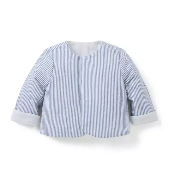 Janie and Jack Sweaters & Jackets|Sweaters & Jackets-Baby Reversible Quilted Jacket white and ocean air stripe