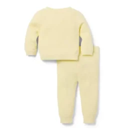 Janie and Jack Sets|Sets-Baby Ribbed Cardigan Matching Set pale yellow