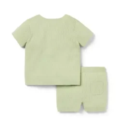 Janie and Jack Sets-Baby Ribbed Knit Matching Set celery field