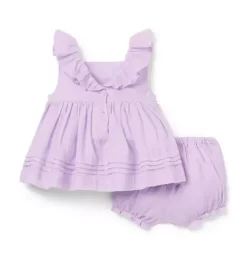 Janie and Jack Sets-Baby Ruffle Pintuck Matching Set blooming orchid