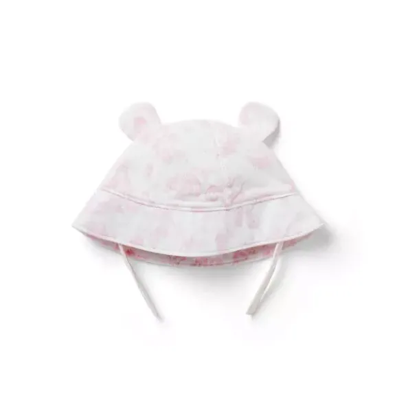 Janie and Jack Shoes & Accessories-Baby Safari Toile Bear Ear Bucket Hat pink blossom safari toile