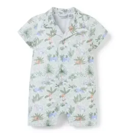 Janie and Jack Online Exclusives|One-pieces & Rompers-Baby Safari Toile Romper white safari toile