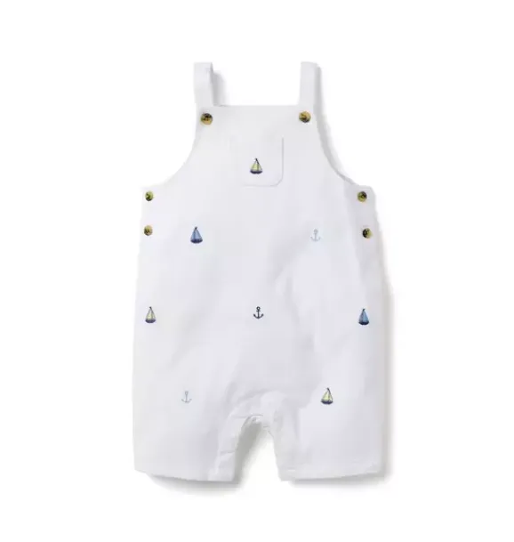 Janie and Jack Pants & Overalls-Baby Sailboat Overall white anchor