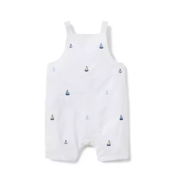 Janie and Jack Pants & Overalls-Baby Sailboat Overall white anchor