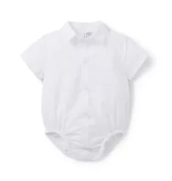 Janie and Jack Tops & Bodysuits-Baby Seersucker Collared Bodysuit white stripe
