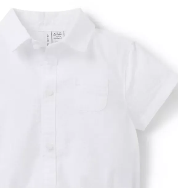 Janie and Jack Tops & Bodysuits-Baby Seersucker Collared Bodysuit white stripe