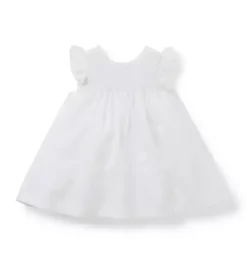 Janie and Jack Dresses-Baby Smocked Sateen Dress white