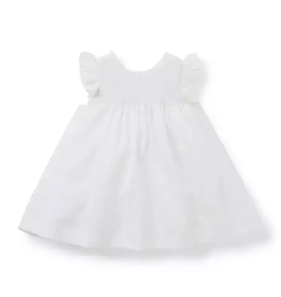 Janie and Jack Dresses-Baby Smocked Sateen Dress white