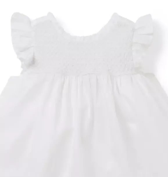 Janie and Jack Dresses-Baby Smocked Sateen Dress white