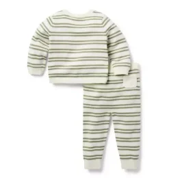 Janie and Jack Online Exclusives-Baby Striped Knit Sweater Set olive stripe