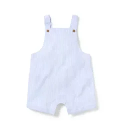 Janie and Jack Pants & Overalls-Baby Striped Linen-Cotton Overall dreamy blue stripe