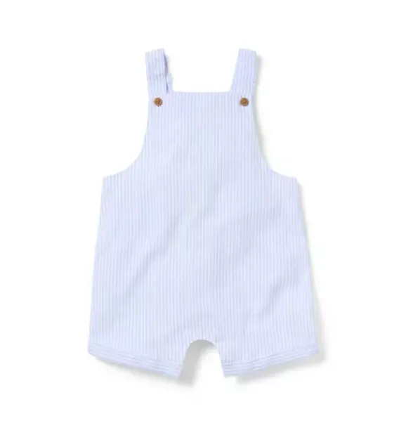 Janie and Jack Pants & Overalls-Baby Striped Linen-Cotton Overall dreamy blue stripe