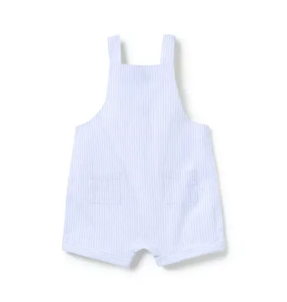 Janie and Jack Pants & Overalls-Baby Striped Linen-Cotton Overall dreamy blue stripe