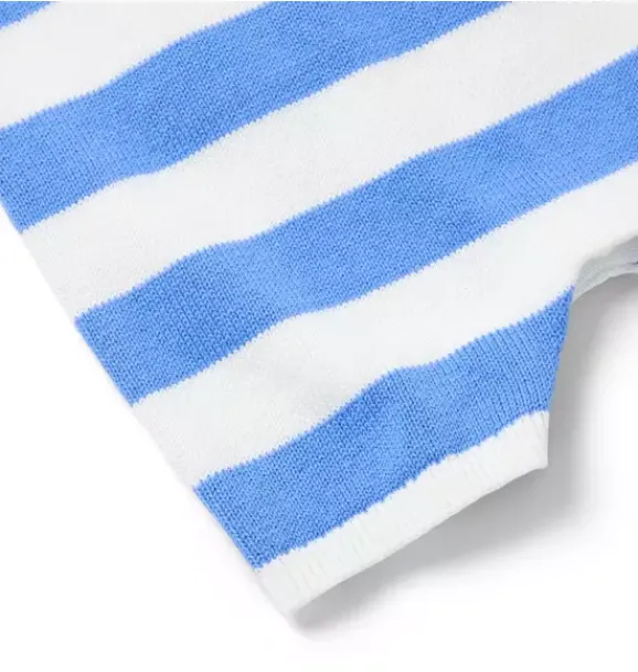 Janie and Jack Pants & Overalls-Baby Striped Lobster Romper soft blue stripe