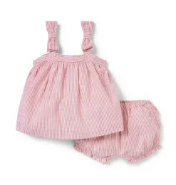 Janie and Jack Sets-Baby Striped Matching Set cherry stripe